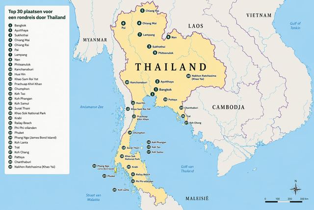 Kaart van Thailand